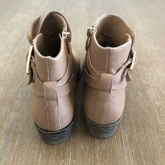 Franco Sarto Booties Womens 6.5 M Shandy Leather Boots Buckle Almond Toe Tan - Picture 5 of 16